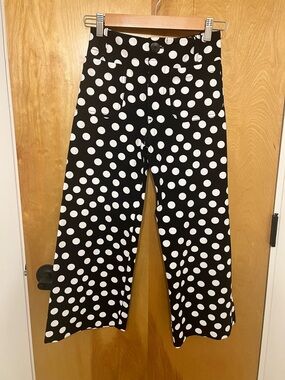 Anthropologie Maeve Black and White Polka Dot Wide Leg pants